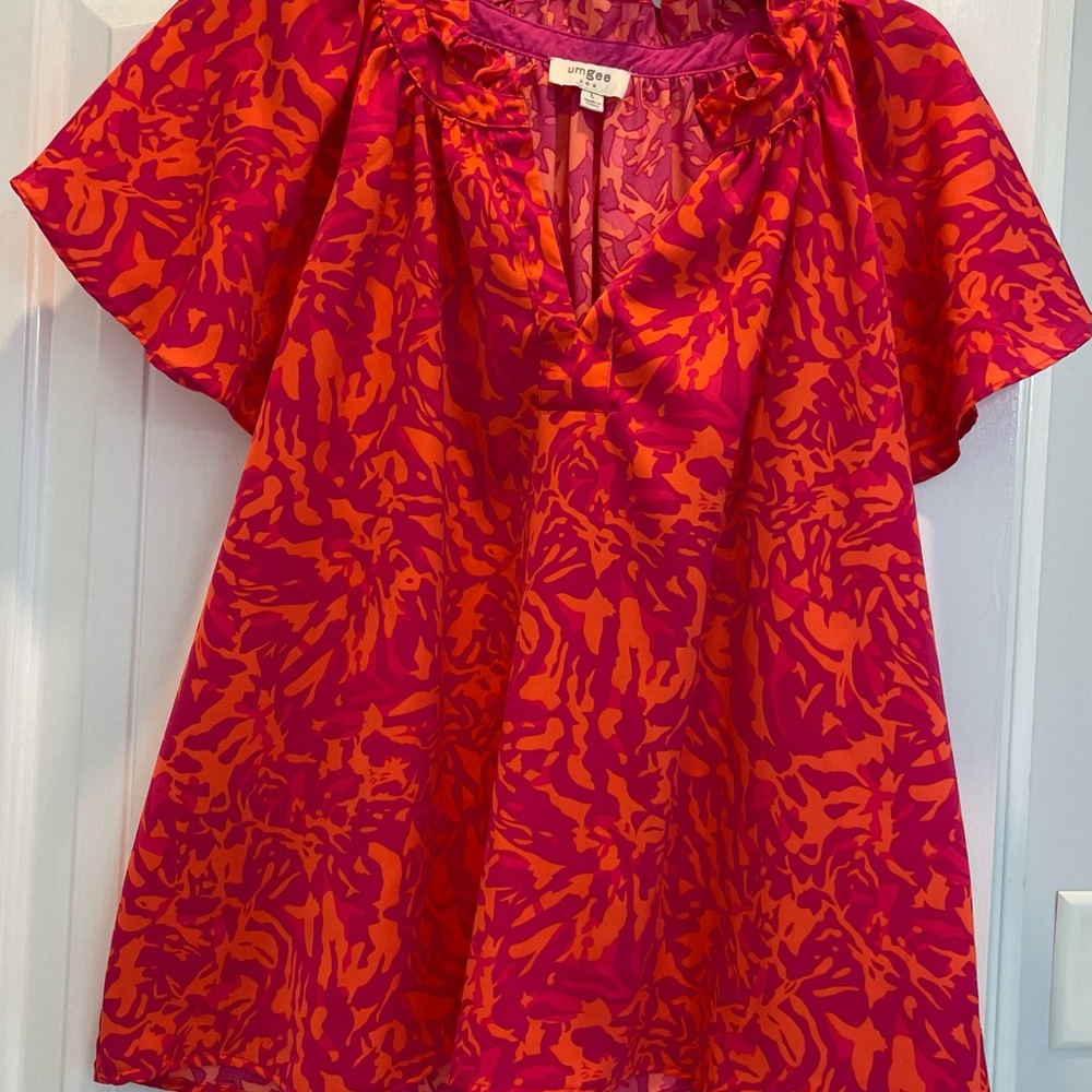 Umgee Red and Orange Patterned Top